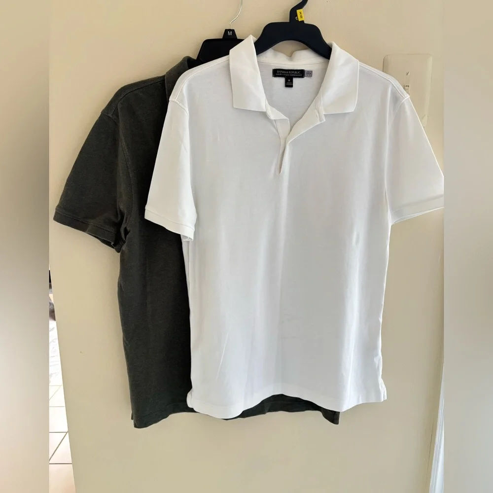 Banana Republic two shirt White and olive green Polo Shirts size M